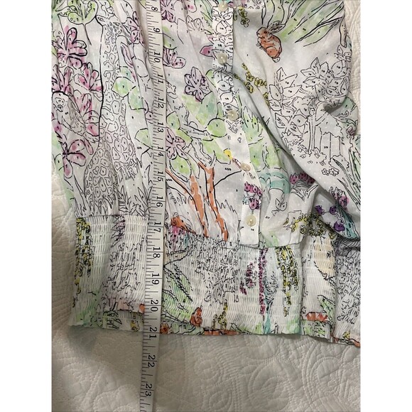 Anthropologie Maeve Color By Numbers Watercolor Rosa Blouse Size M Art To Wear - Picture 11 of 11